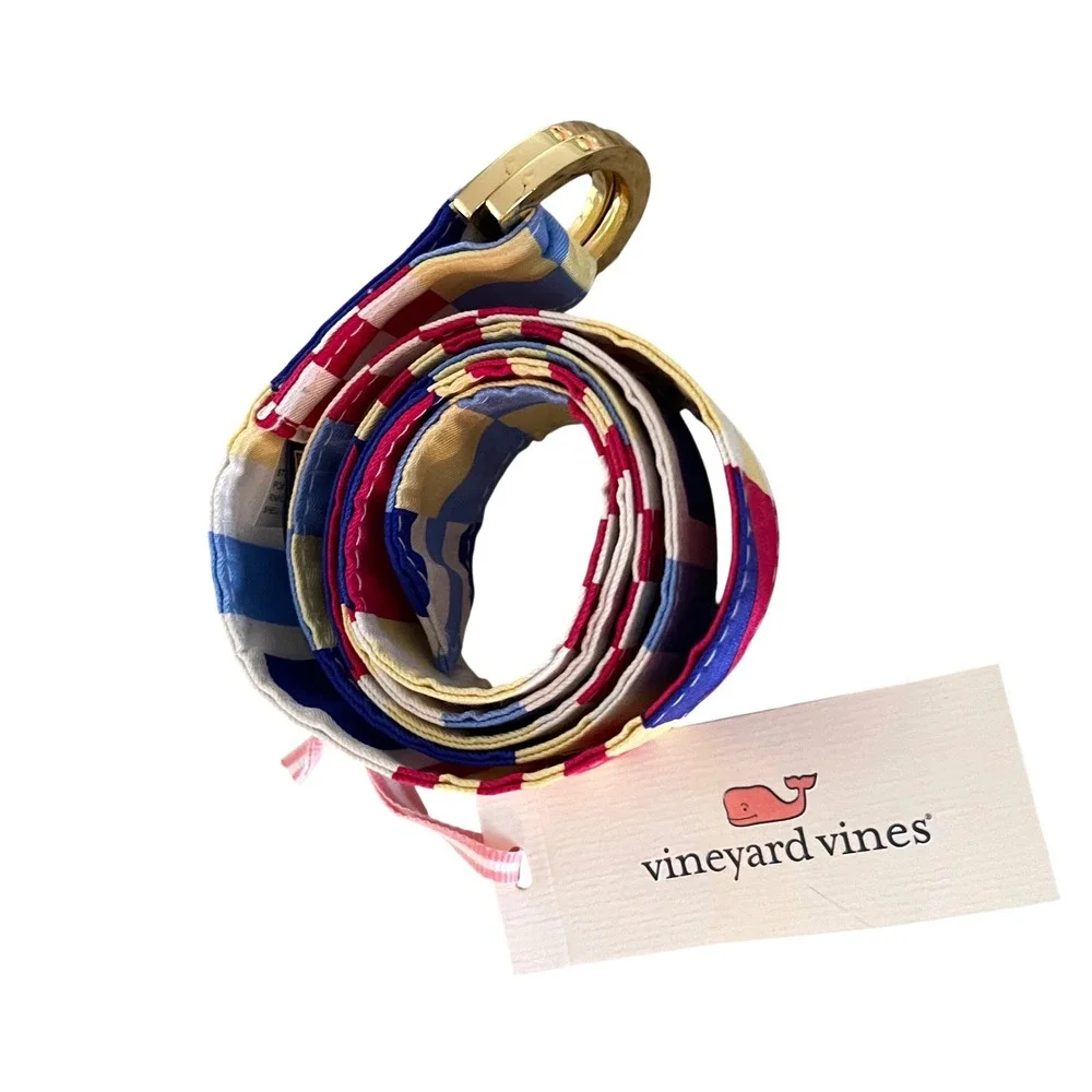 Vineyard Vines D-Ring Belt Women M Nautical Signal Flag Multi Preppy Silk 42.5in